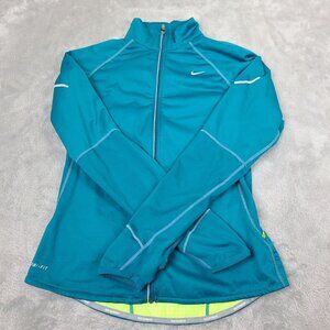 Nike Green Running Jacket with Neon yellow inside Thumb Holes & Back Pockets Med